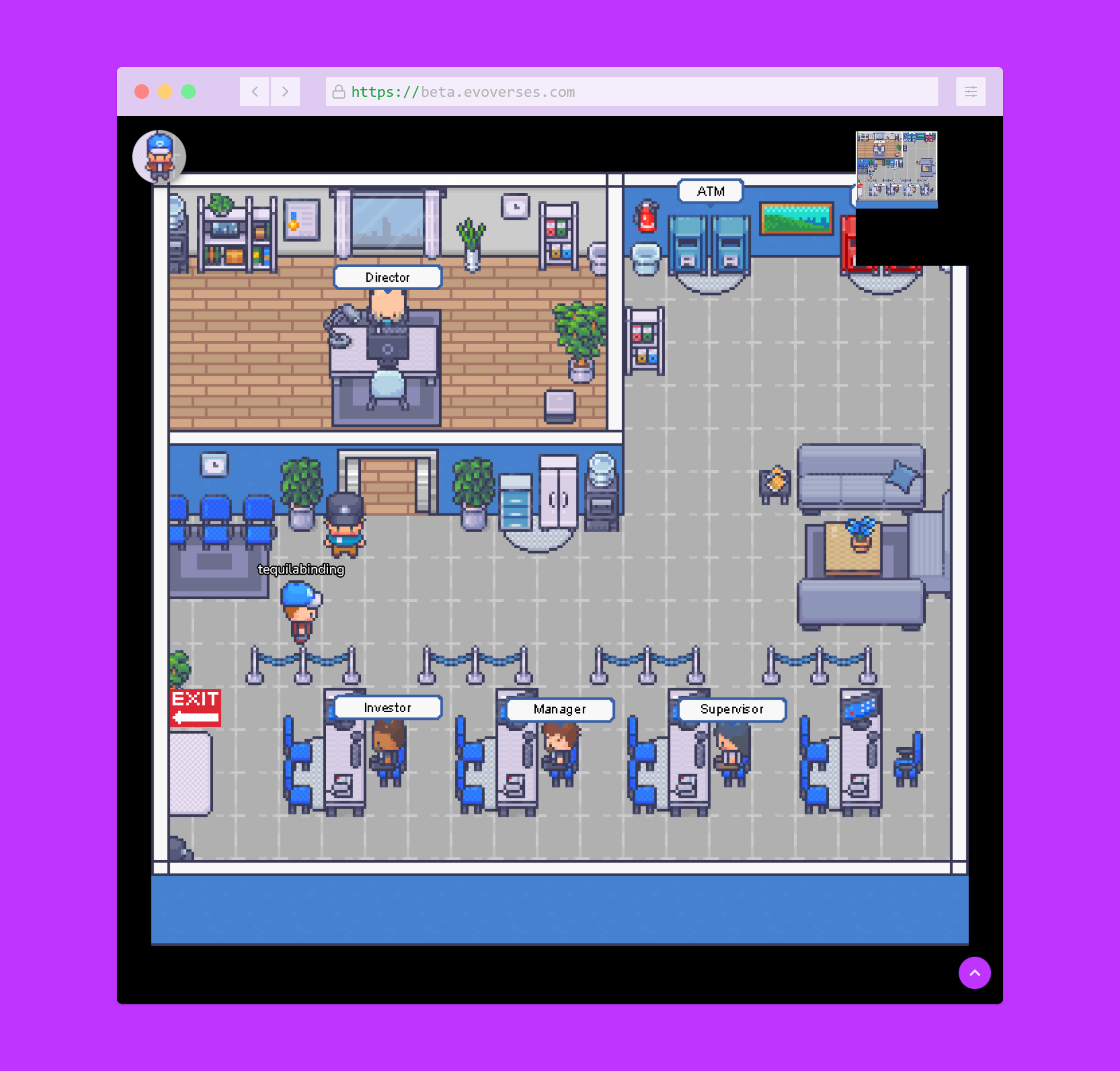 The bank building inside the gamified EvoVerses website